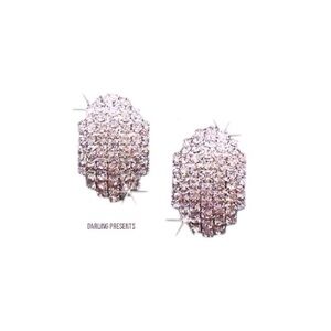 Crystal Rows Stud Earrings Women Color Gold